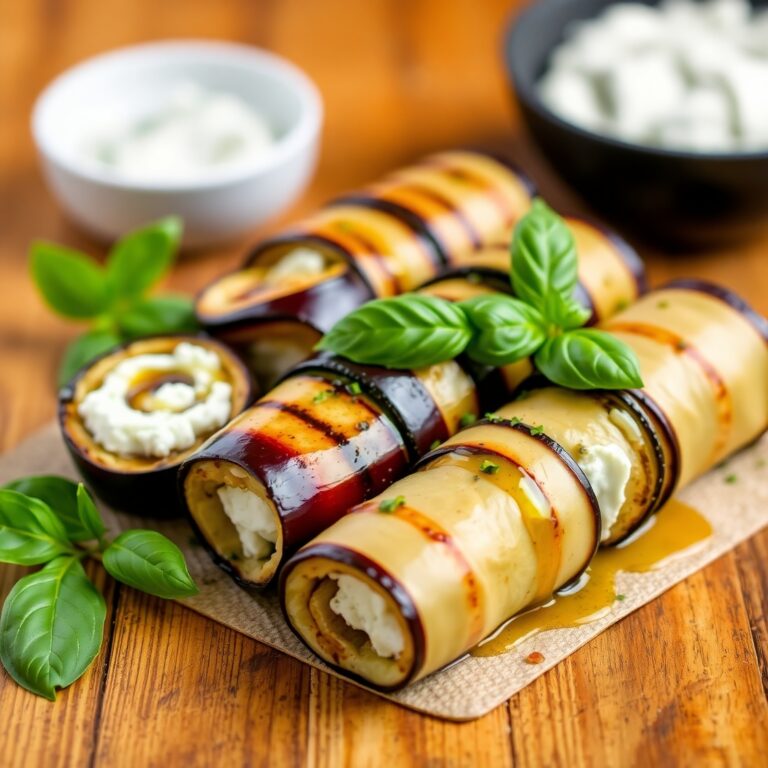 Grilled Eggplant Rolls with Herbed Tofu Ricotta